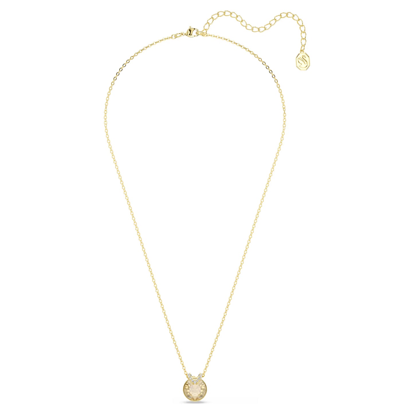 Bella V pendant, Round cut, Gold tone