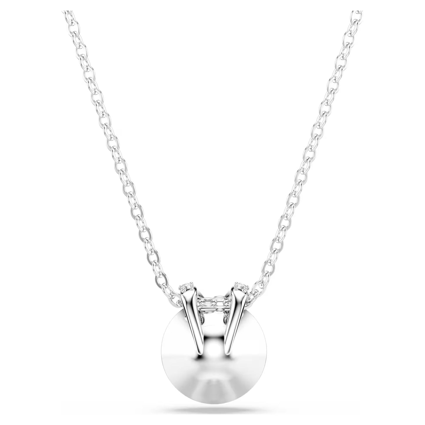 Bella V pendant, Round cut, Green, Rhodium plated