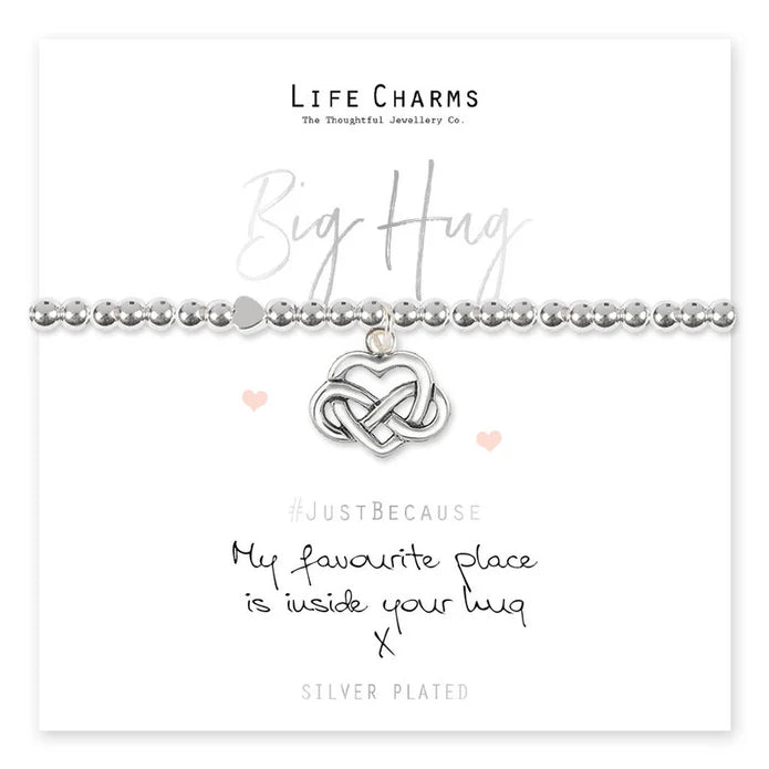 Silver Big Hug Life Charms Bracelet