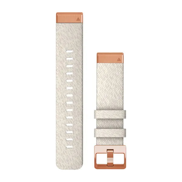 Garmin QuickFit 20 Watch Bands - Cream Heathered Nylon, Rose Gold Hardware