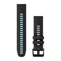 Garmin QuickFit 22 Watch Bands - Black/Cirrus Blue Silicone