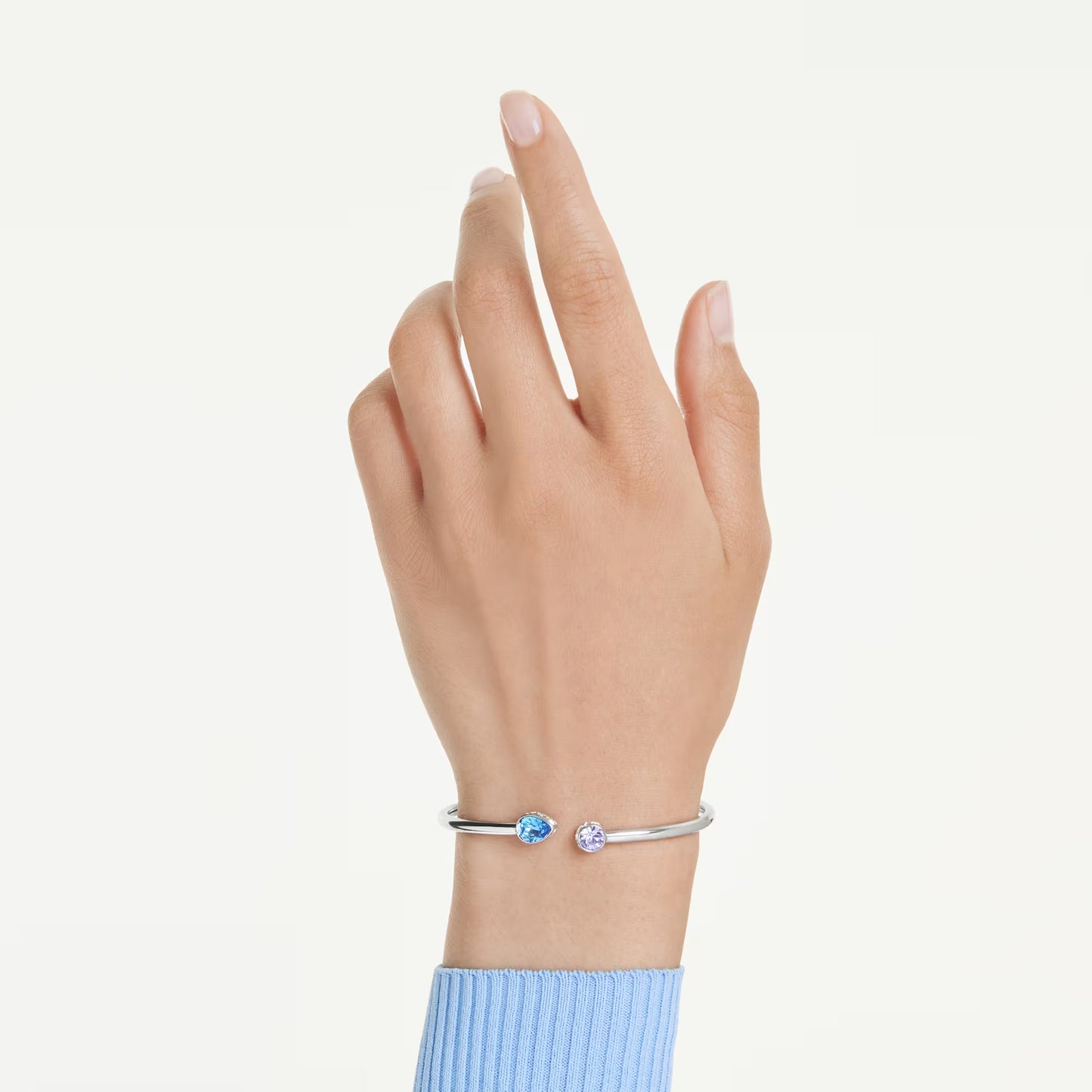 Chroma bangle, Mixed cuts, Multicoloured, Rhodium plated