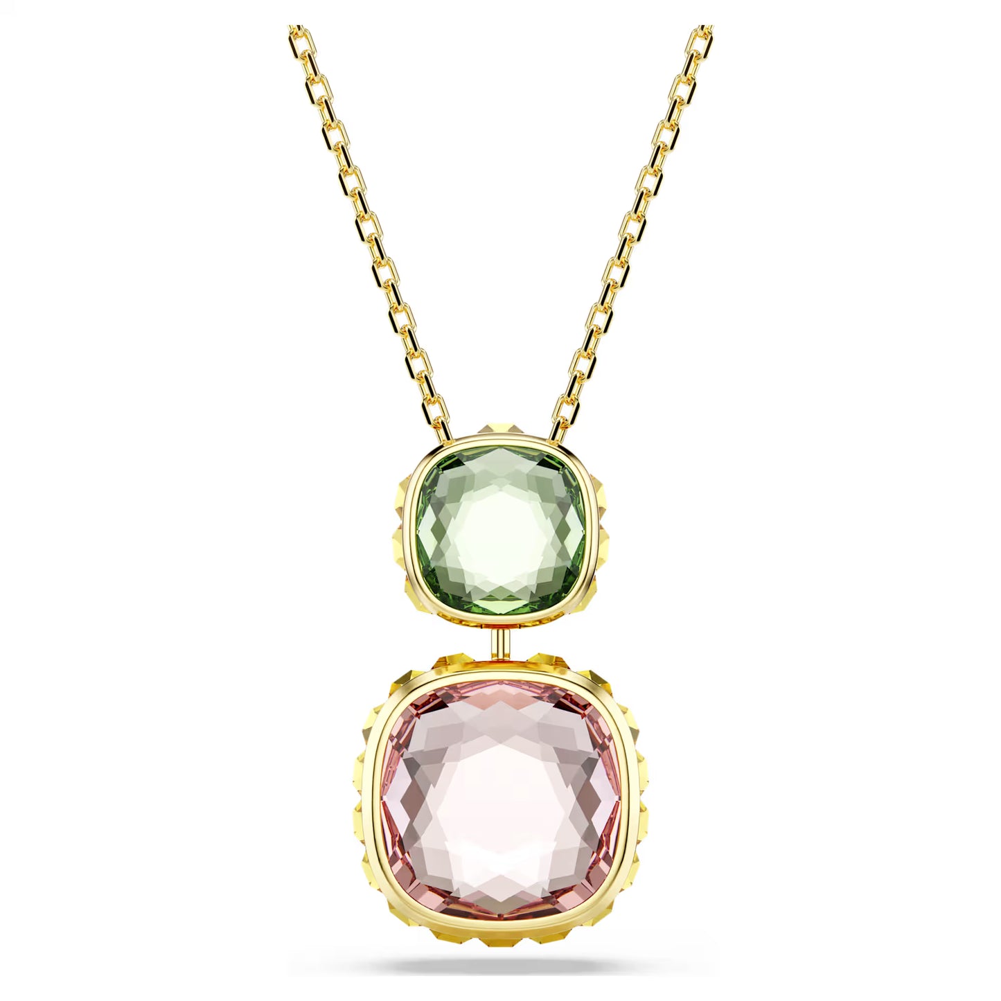 Chroma pendant, Cushion cut, Gold-tone plated