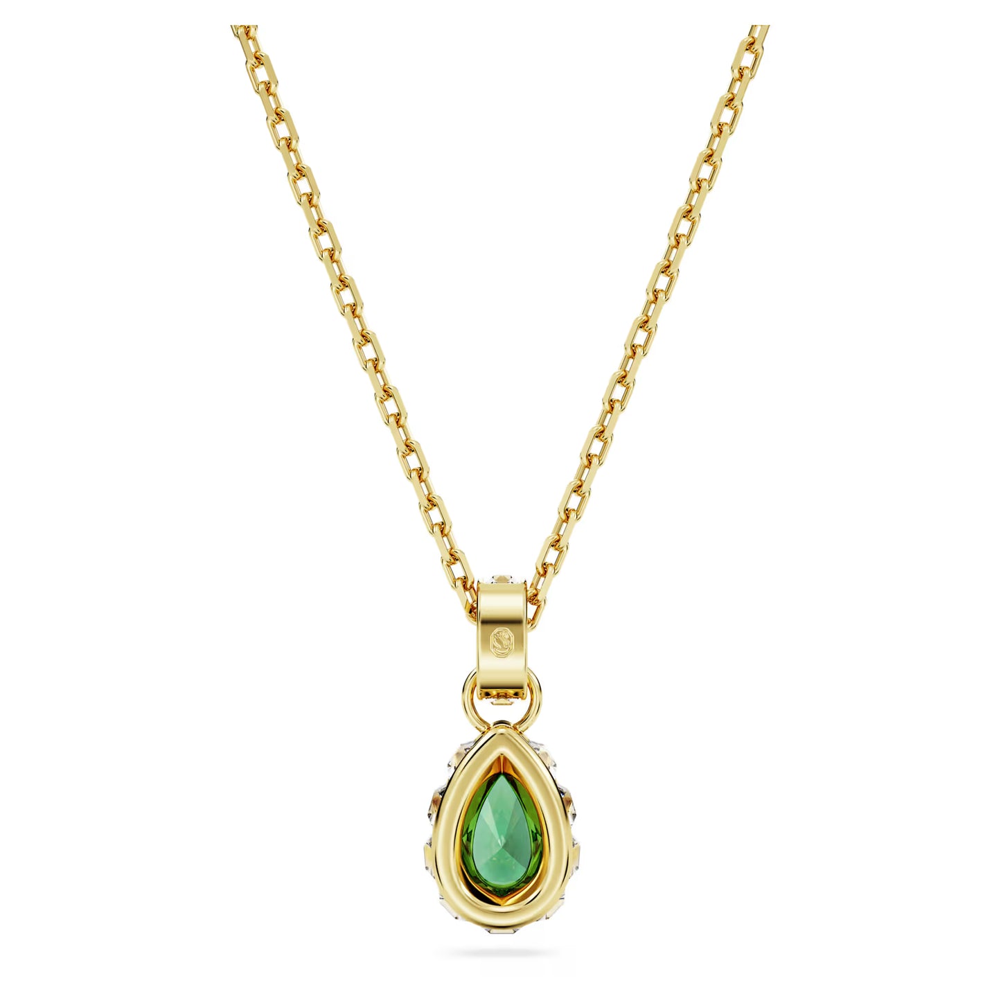Chroma pendant, Pear cut, Green, Gold-tone plated
