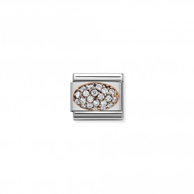 Classic Rounded Zirconia Rose Gold Dome White Link
