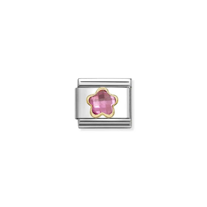 Composable Classic Faceted Pink Flower Charm