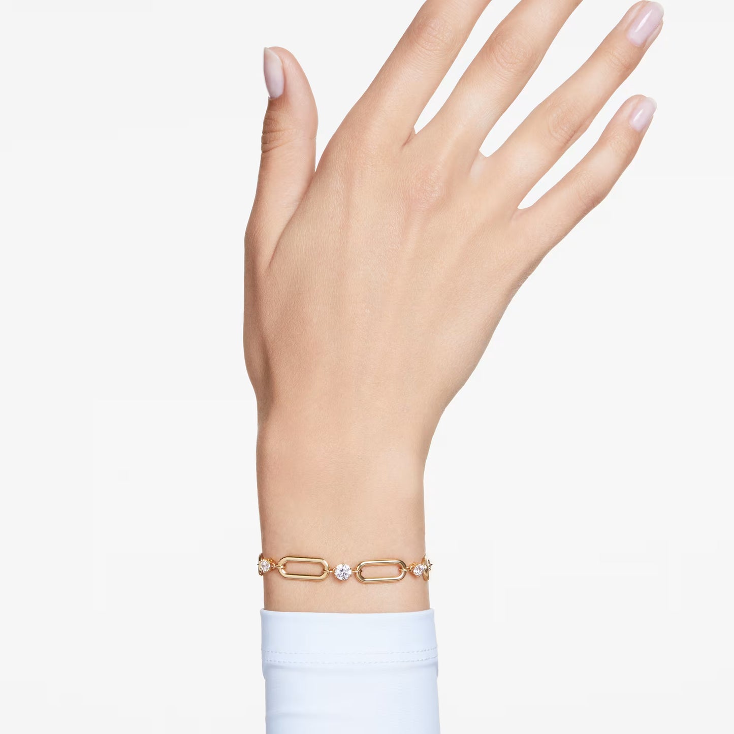 Dextera bracelet, White, Gold-tone plated