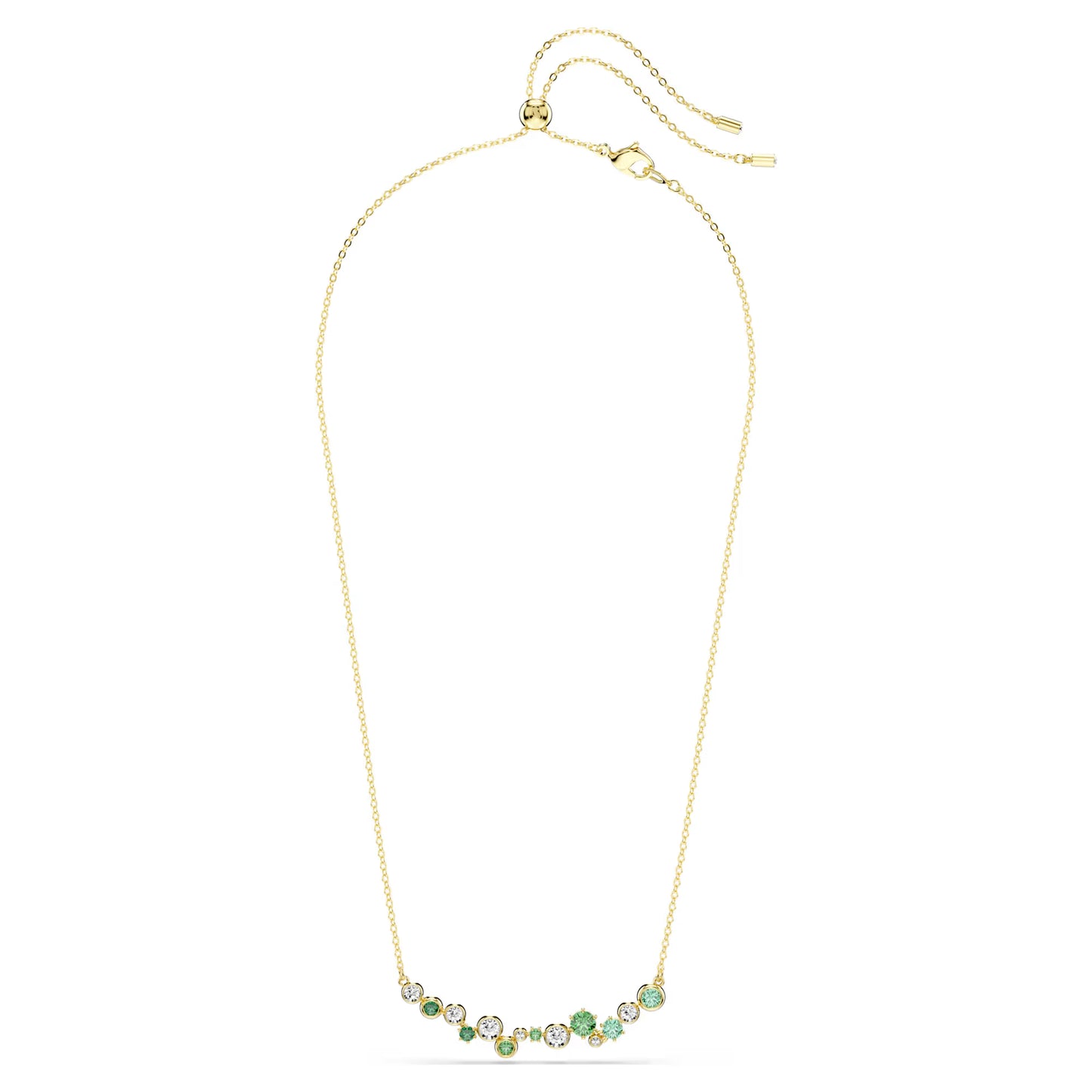 Constella necklace, Mixed cuts, Green, Gold-tone plated