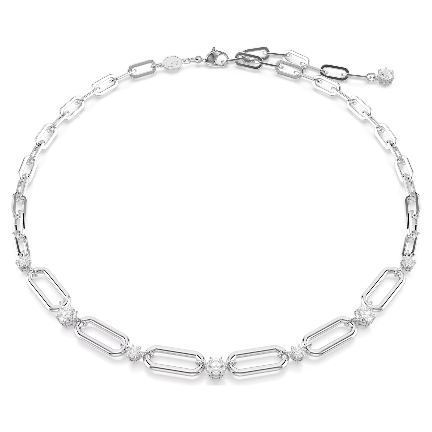 Dextera necklace, White, Rhodium plated