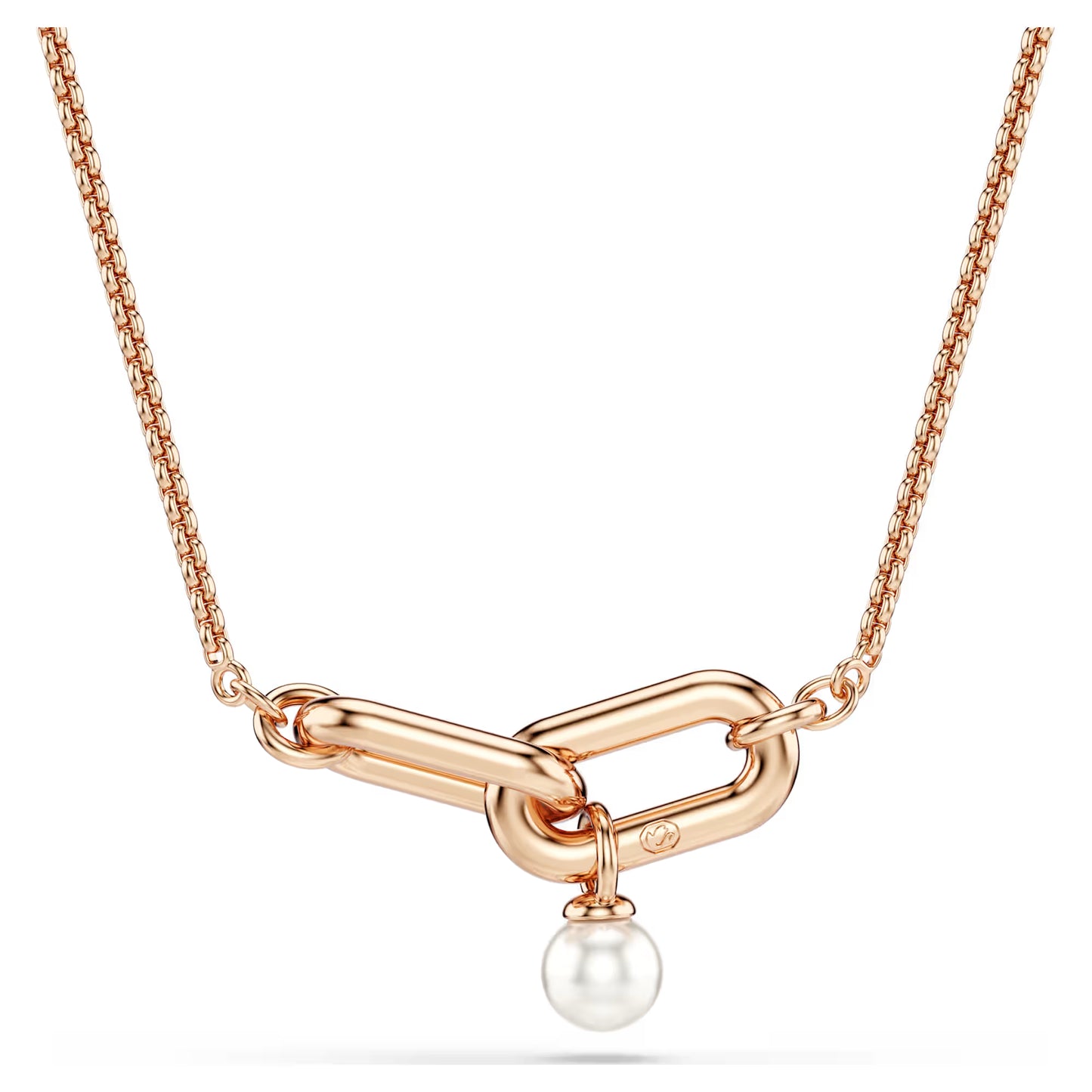Constella pendant, Crystal pearl, Round cut, White, Rose gold-tone plated