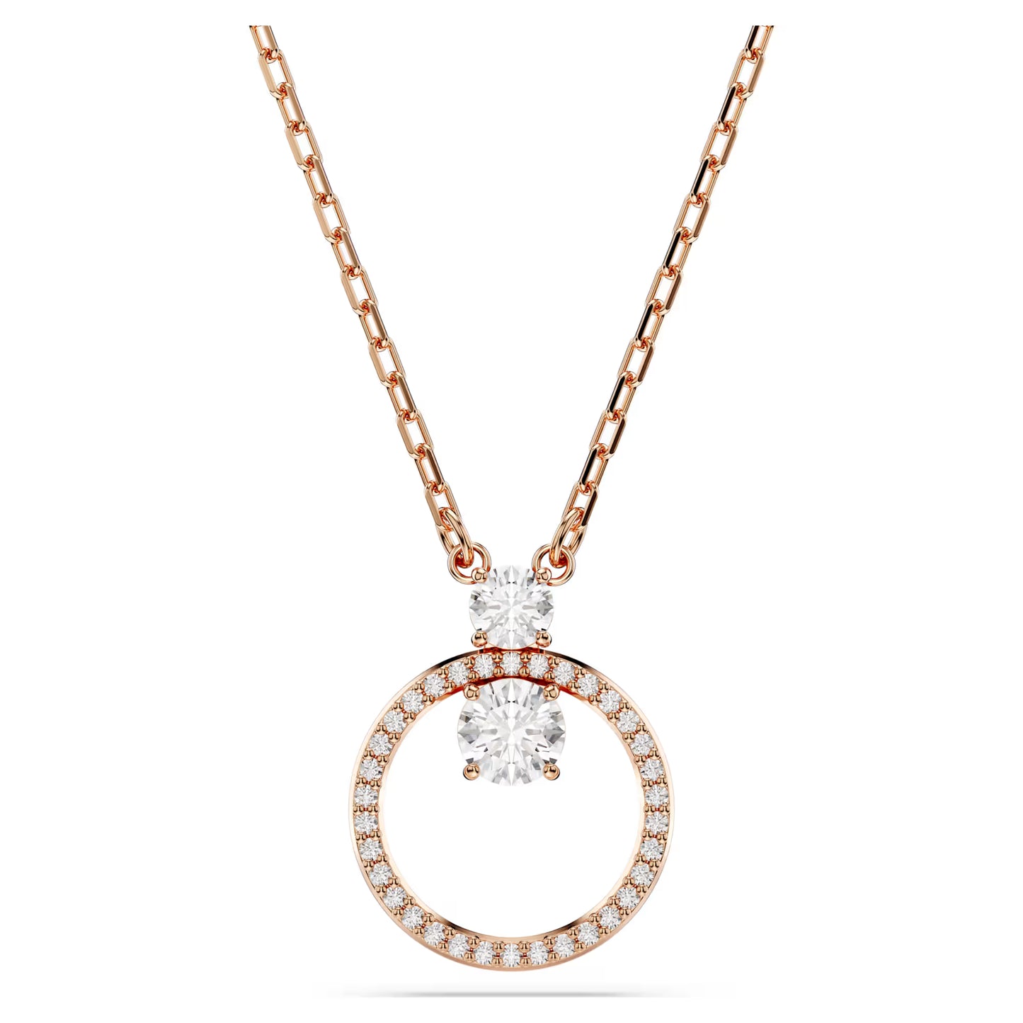 Constella pendant, Pavé, Round cut, White, Rose