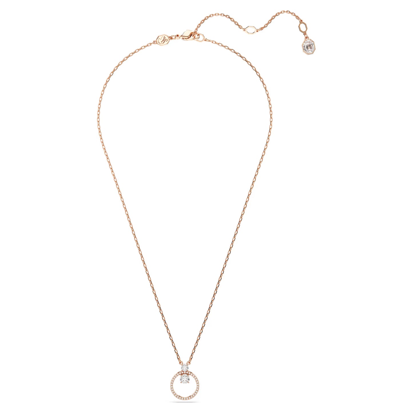 Constella pendant, Pavé, Round cut, White, Rose