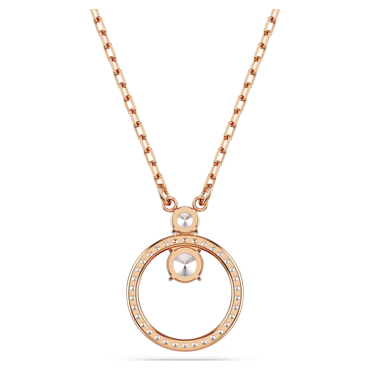 Constella pendant, Pavé, Round cut, White, Rose