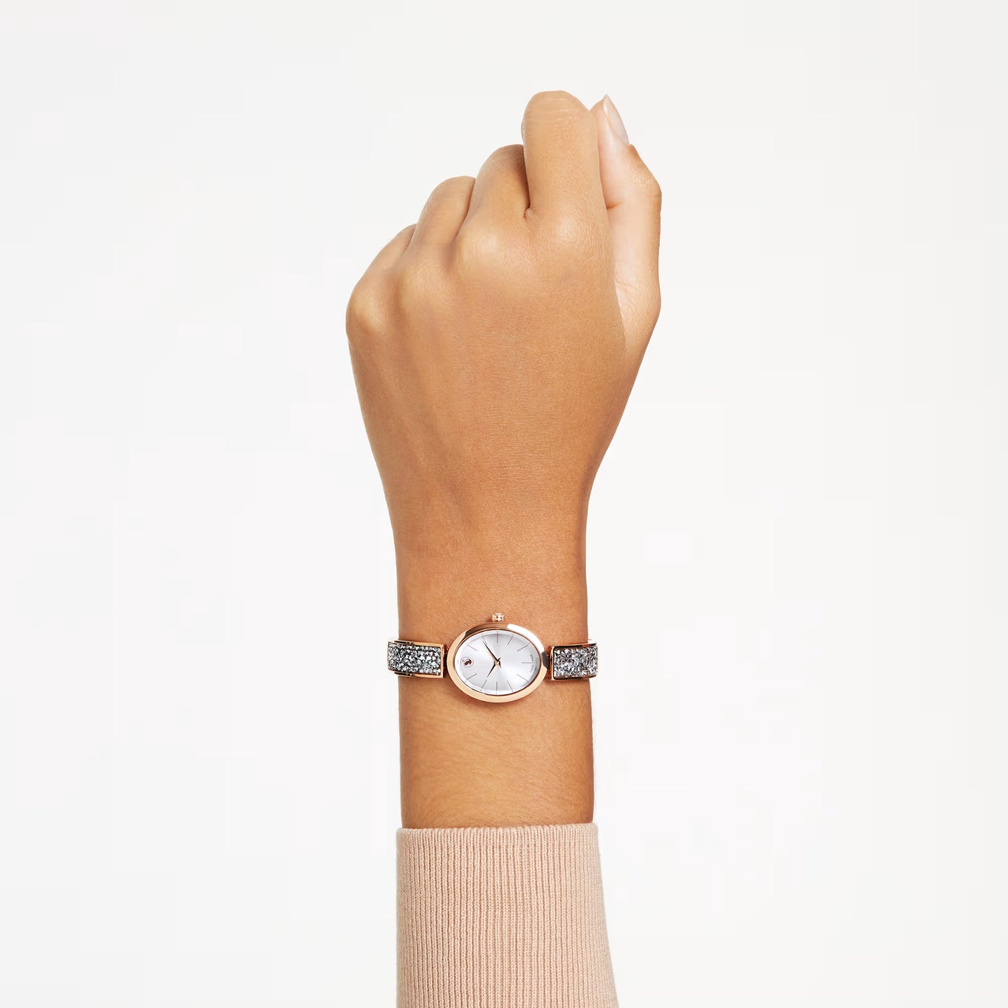 Crystal Rock oval watch, Swiss Made, Crystal bracelet, Rose gold tone, Rose gold-tone finish