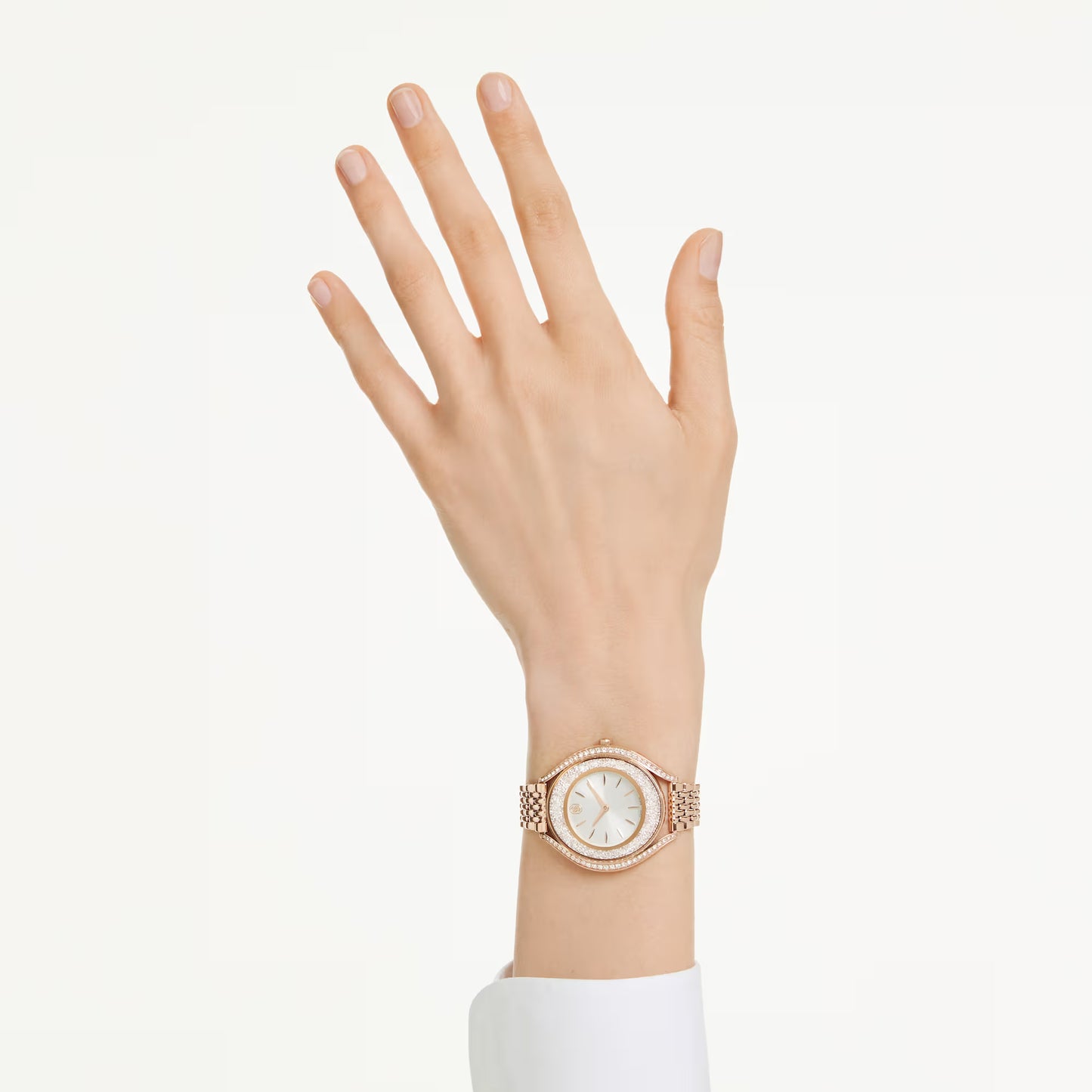 Crystalline aura watch, Swiss Made, Metal bracelet, Rose gold tone, Rose gold-tone finish