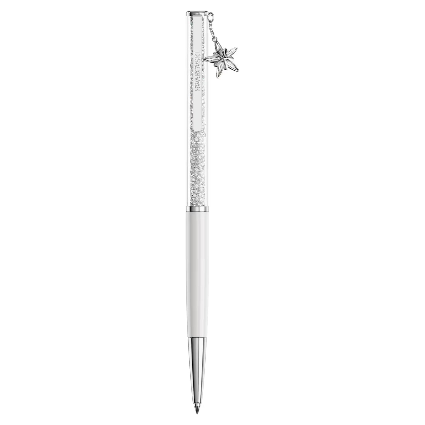 Crystalline ballpoint pen, White, White lacquered, chrome plated