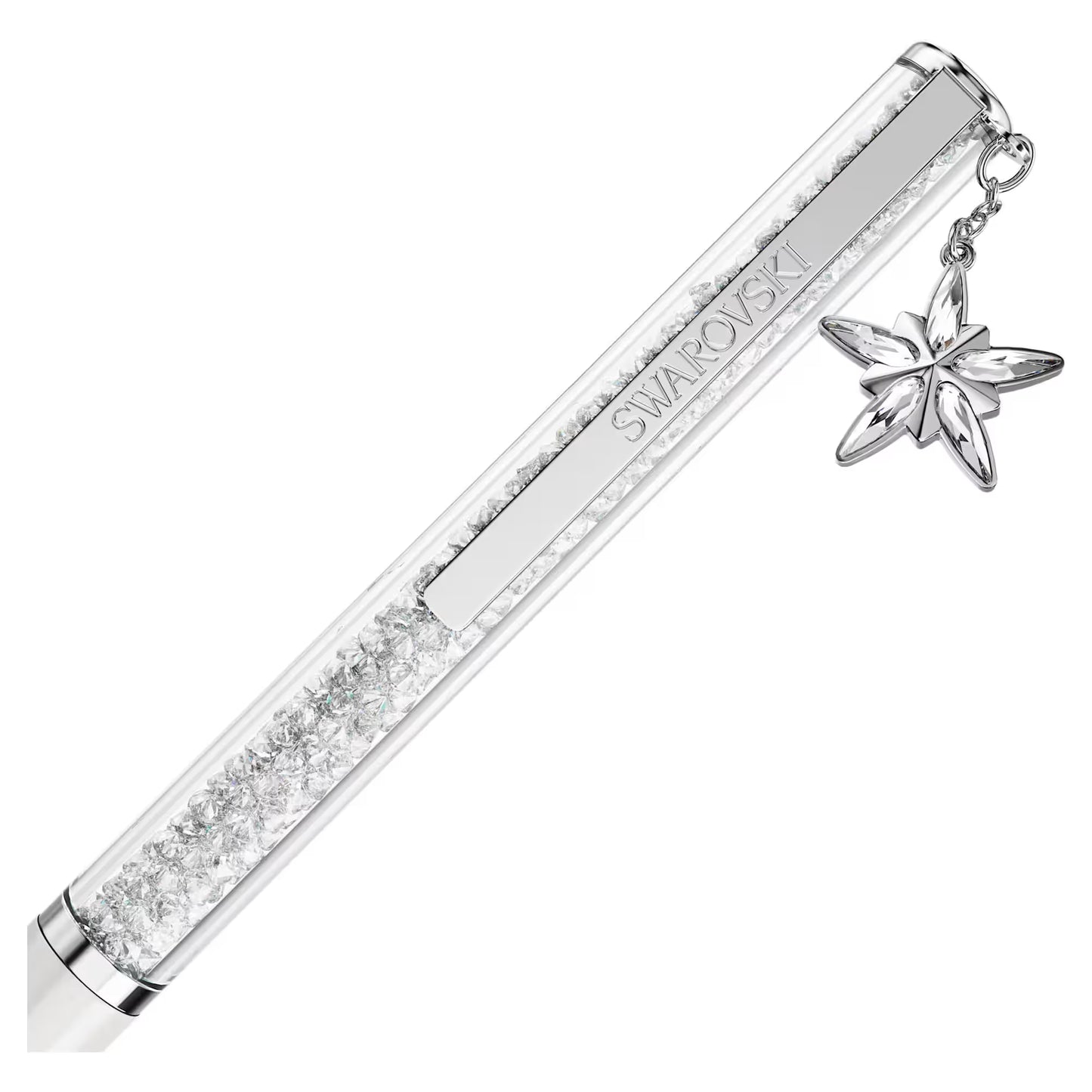 Crystalline ballpoint pen, White, White lacquered, chrome plated