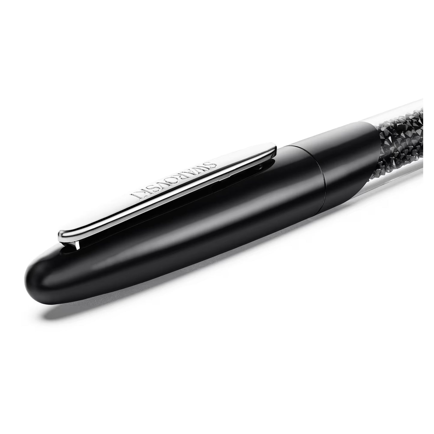 Crystalline rollerball pen, Black, Chrome plated