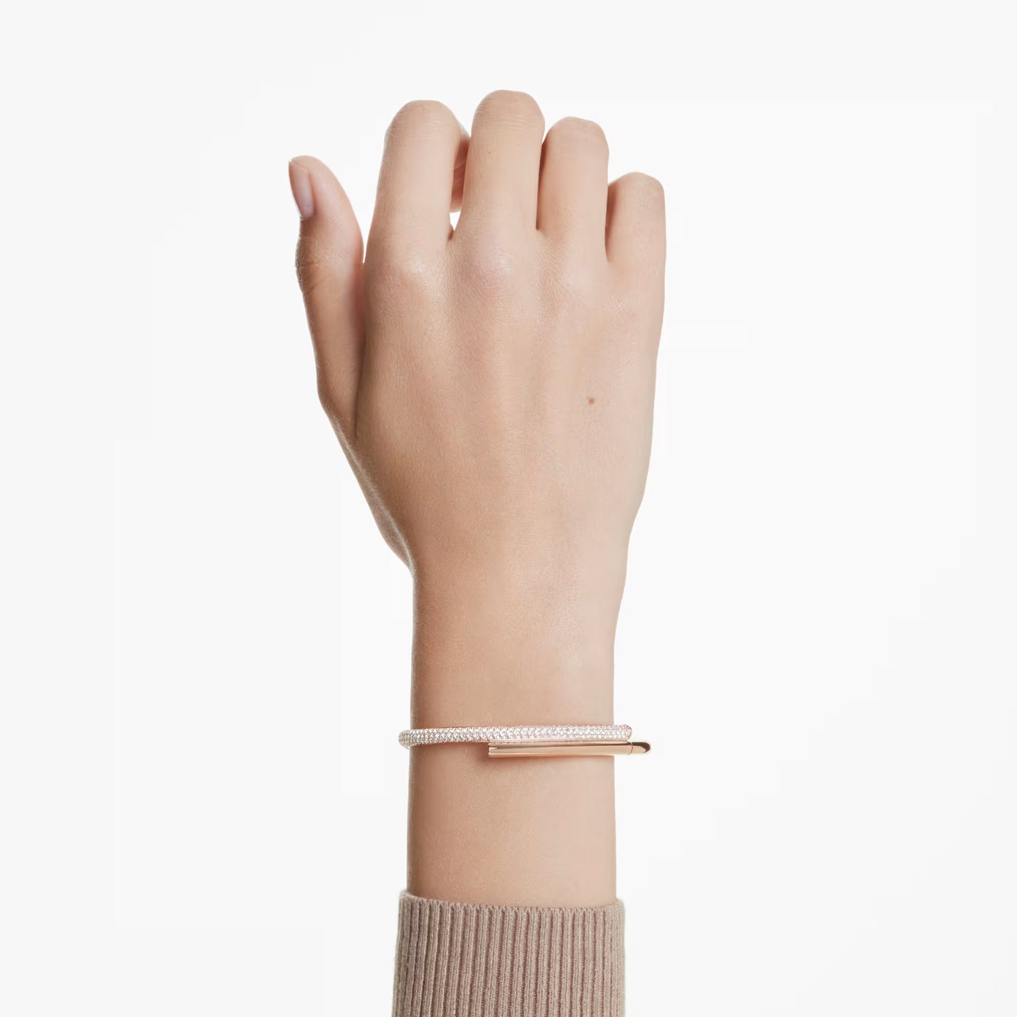 Dextera bangle, Magnetic closure, White, Rose gold-tone