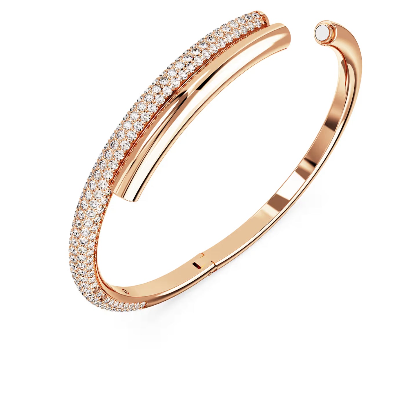 Dextera bangle, Magnetic closure, White, Rose gold-tone