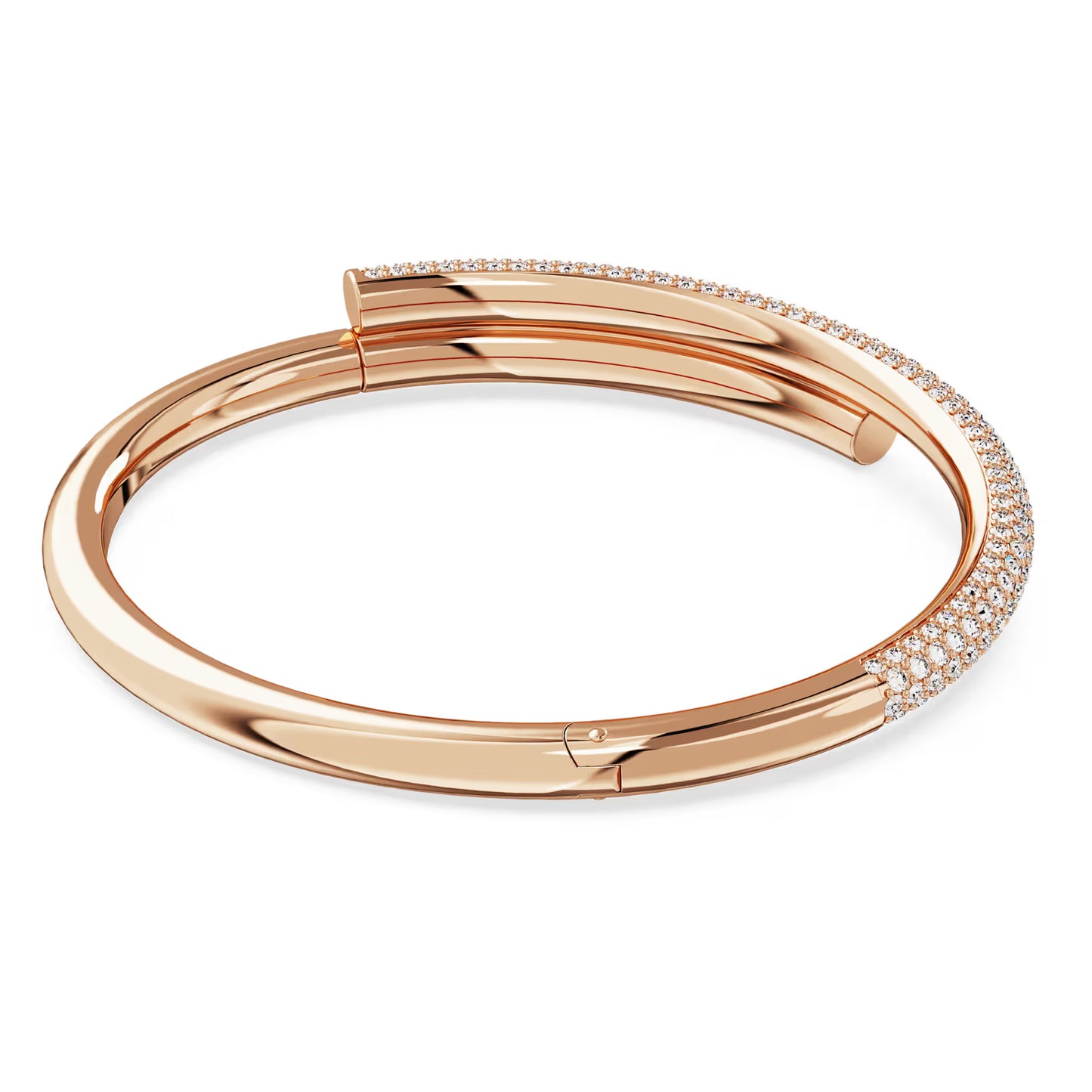 Dextera bangle, Magnetic closure, White, Rose gold-tone