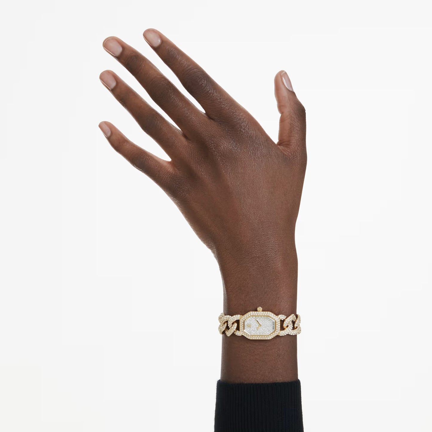 Dextera chain watch, Swiss Made, Crystal bracelet, Gold tone, Gold-tone finish