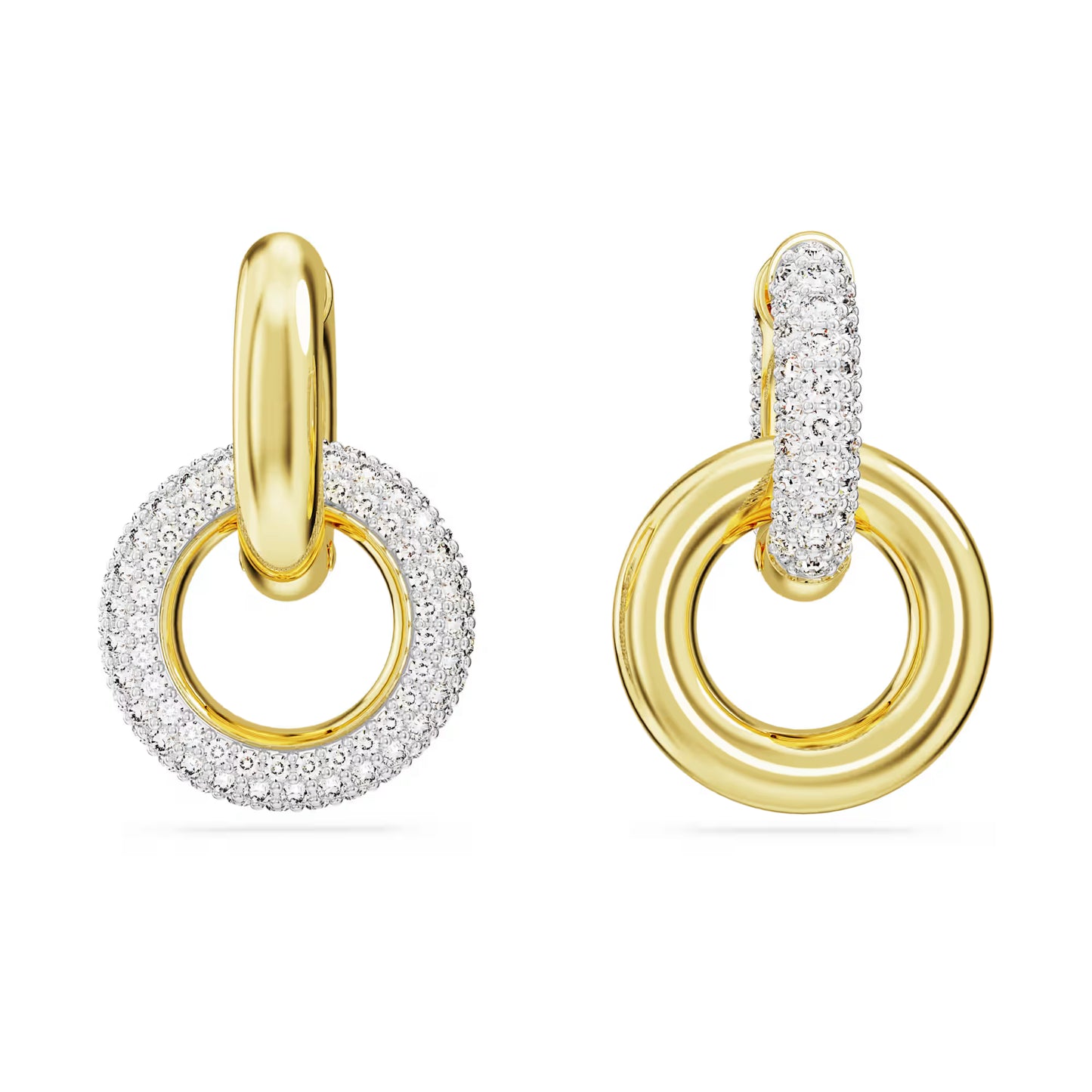 Dextera hoop earrings, Interlocking loop, White