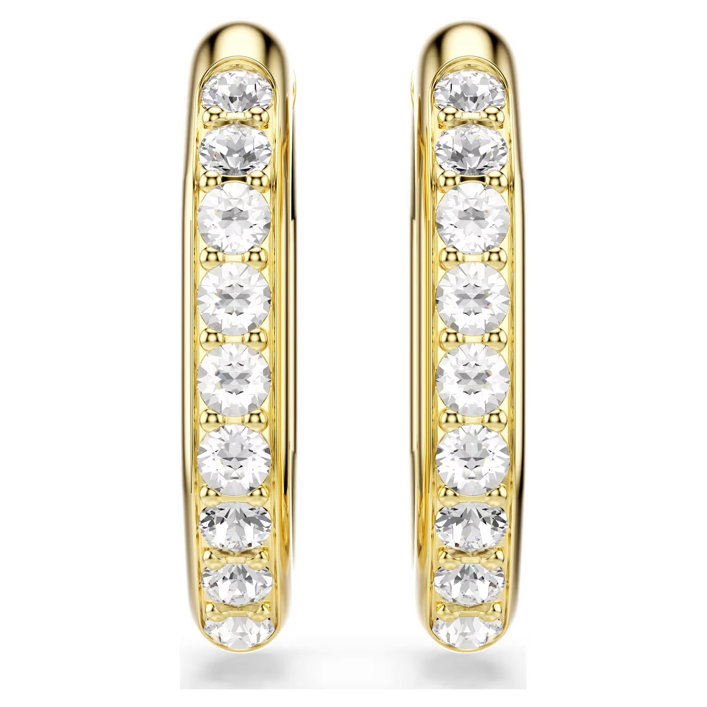Dextera hoop earrings, Octagon shape, Round cut, Medium, White, Gold-tone plated