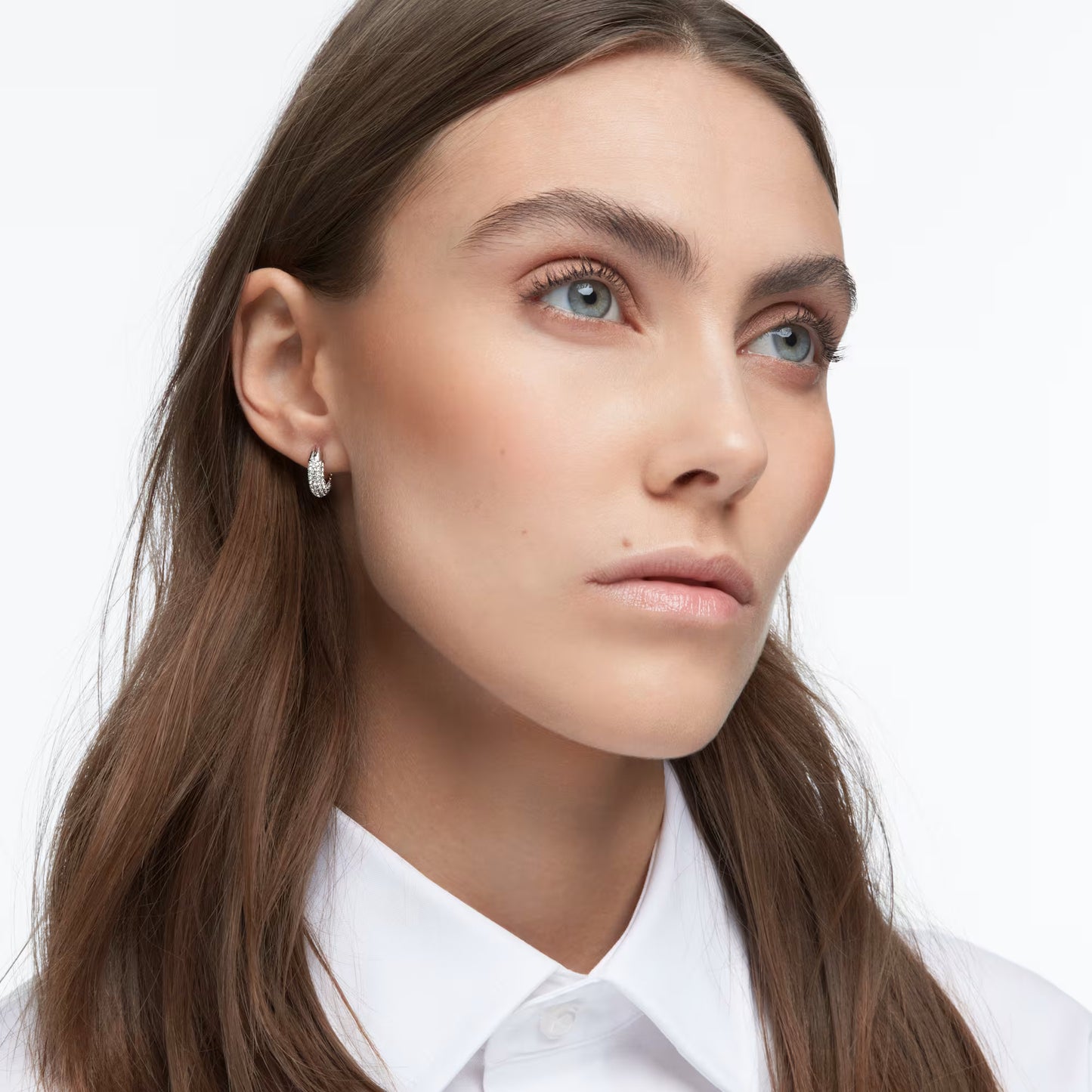 Dextera hoop earrings Pavé, White