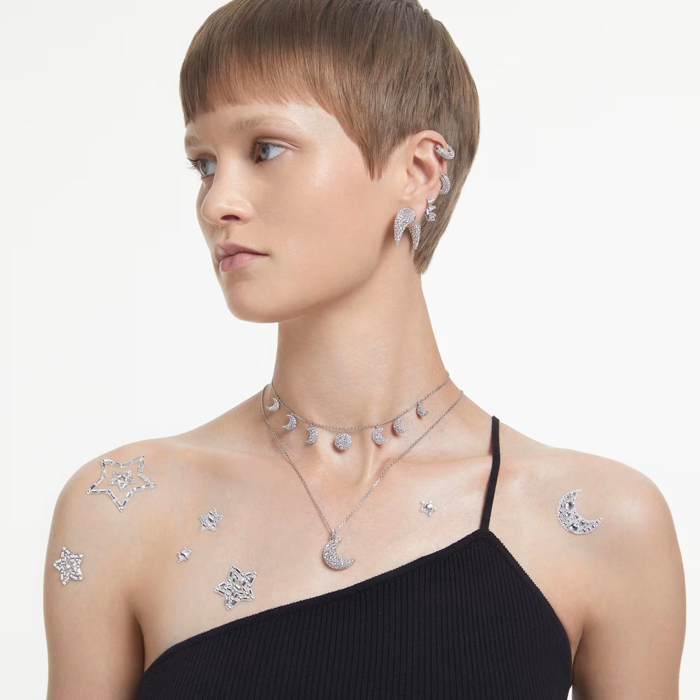 Dextera hoop earrings Pavé, White