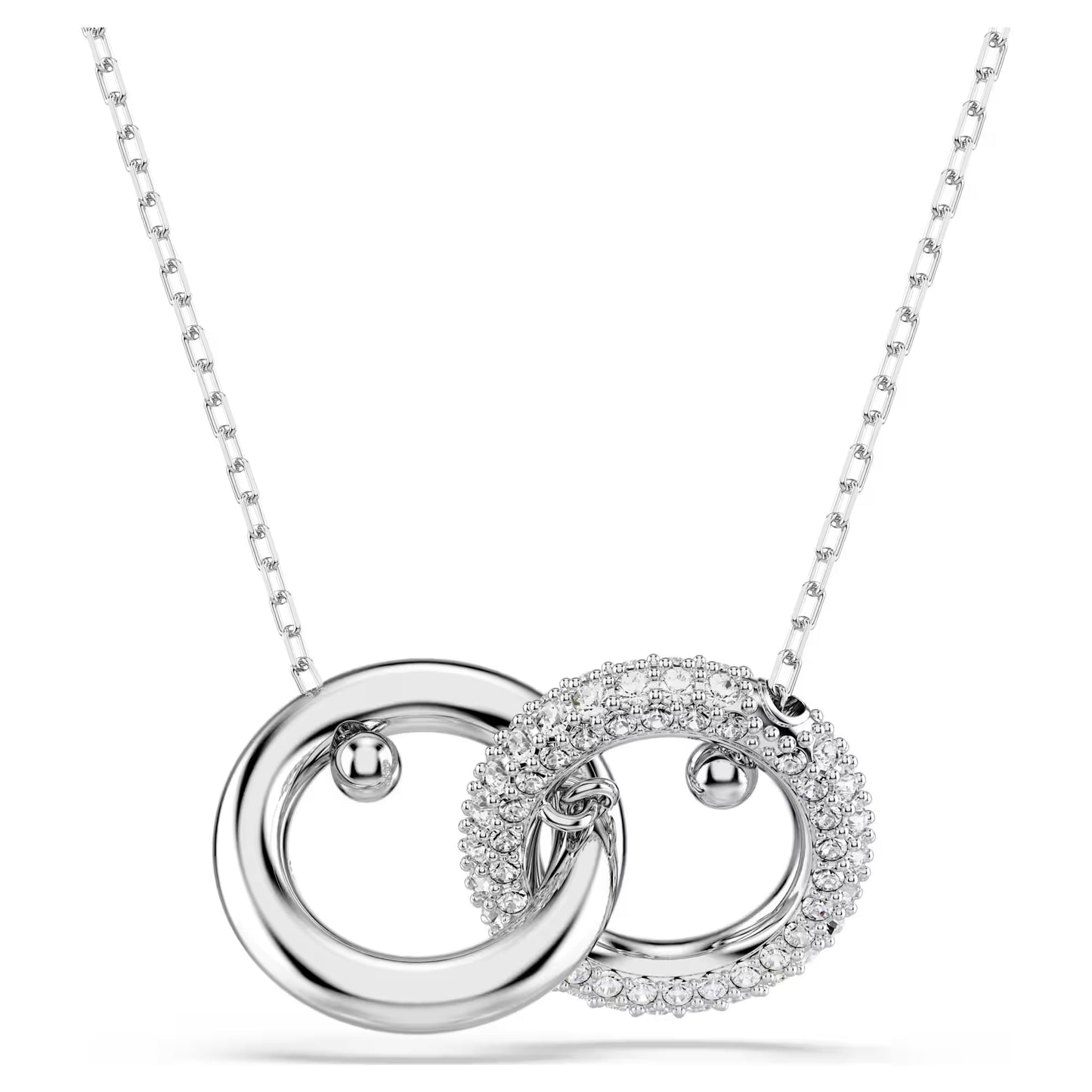 Dextera pendant, Interlocking loop, White, Rhodium