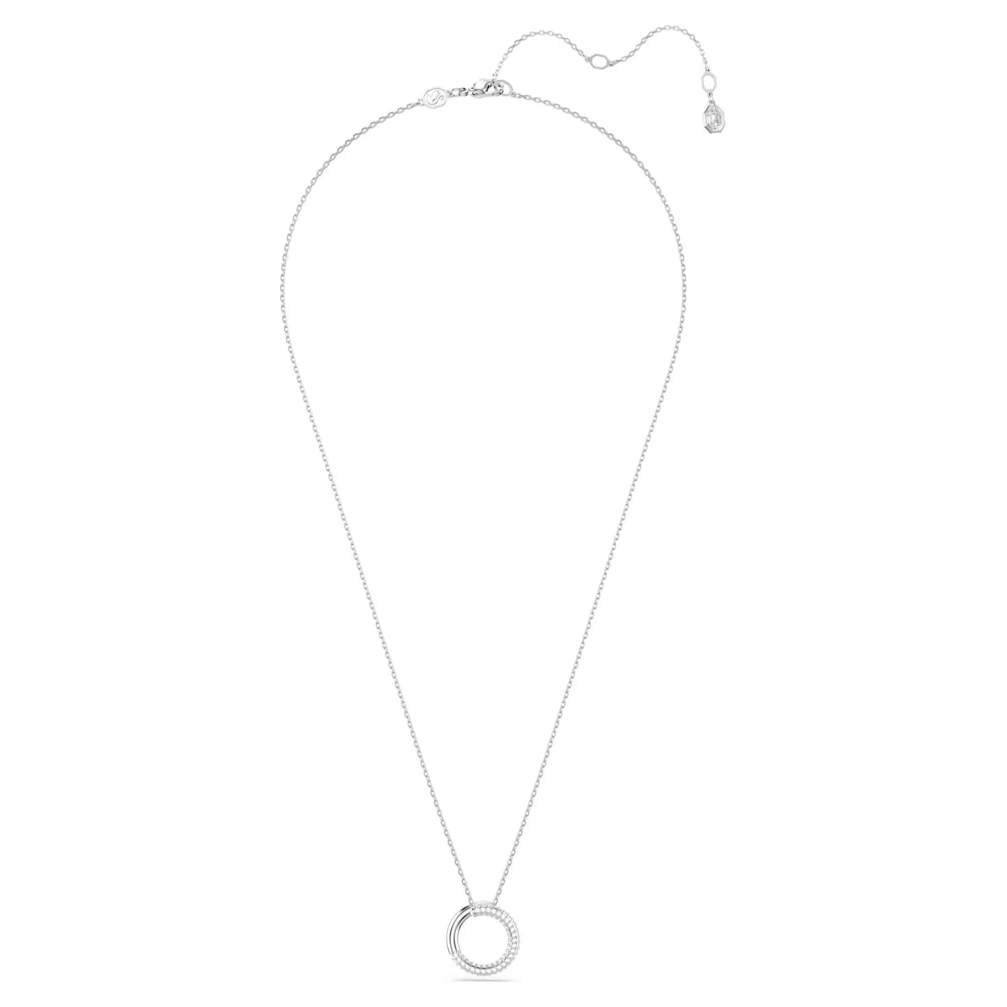 Dextera pendant, Pavé, White, Rhodium plated