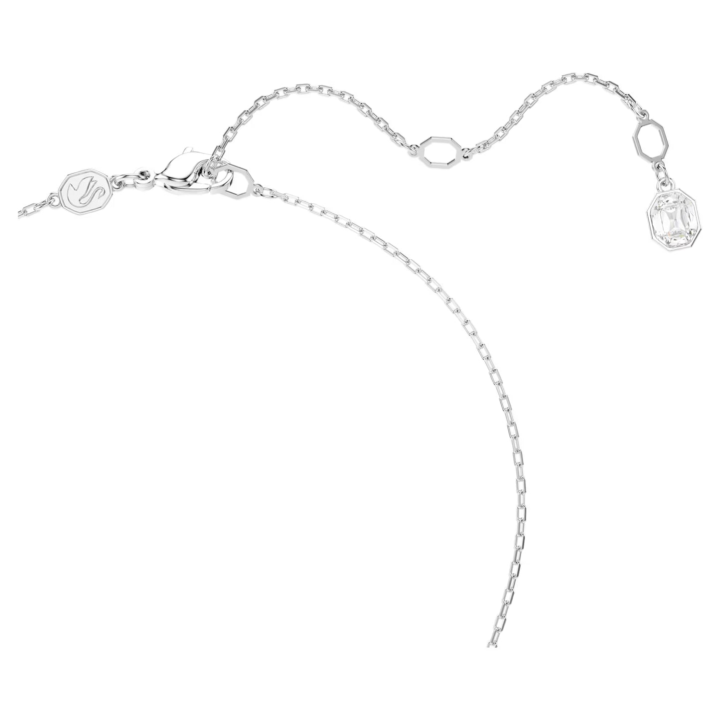 Dextera pendant, Round cut, White, Rhodium plated