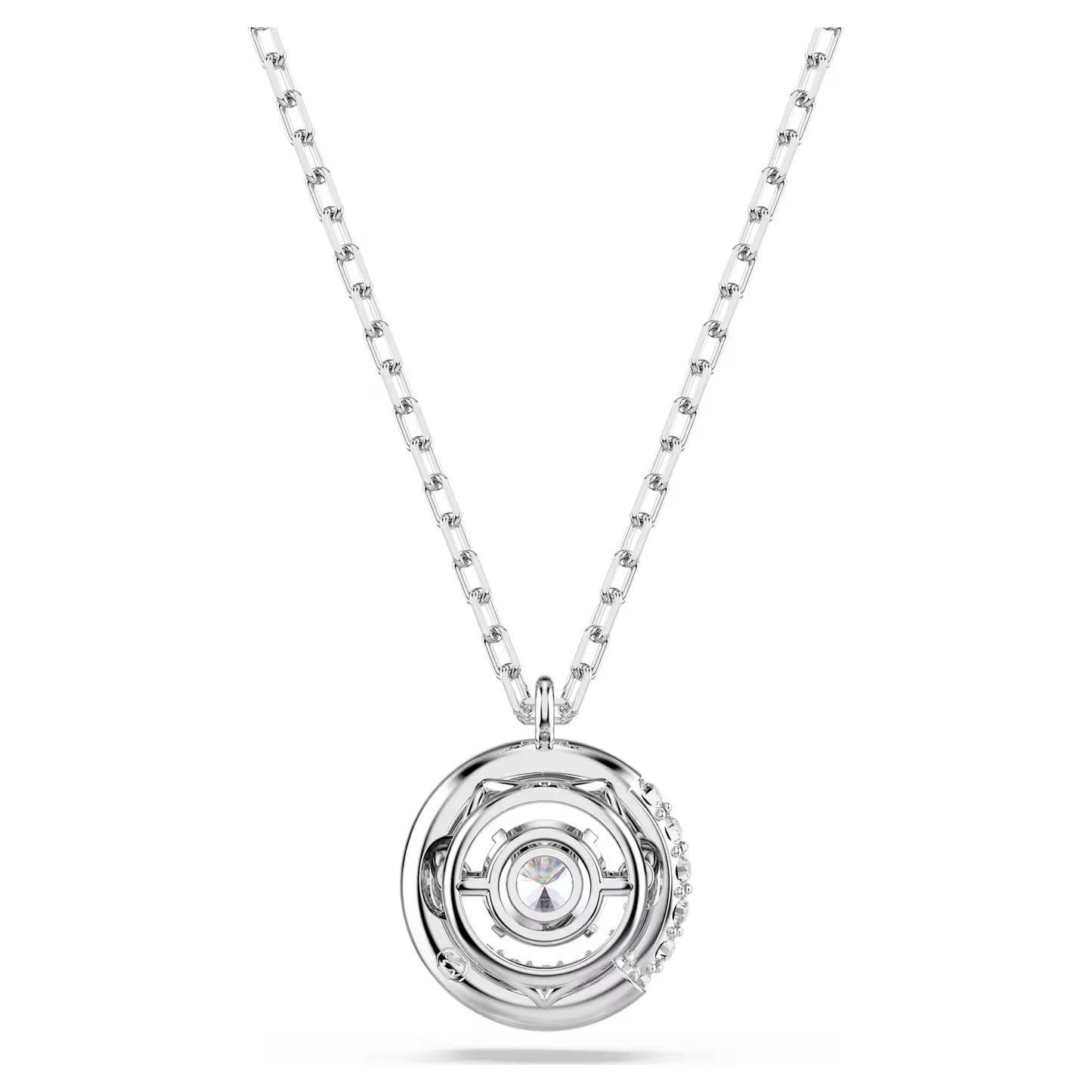 Dextera pendant, Round cut, White, Rhodium plated