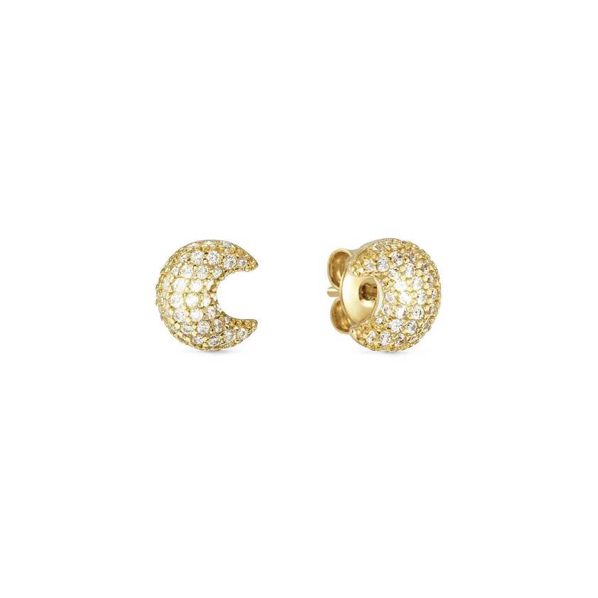 Lifepoetry Earrings in 925 Sterling Silver and Cubic Zirconia Gold Moon