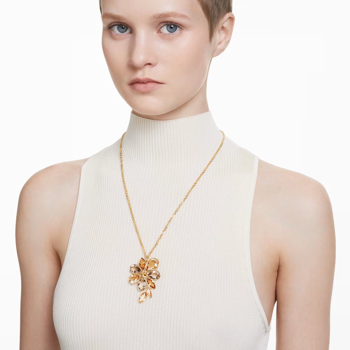 Elegance of Africa necklace, Flower, Multicoloured, Gold-tone plated