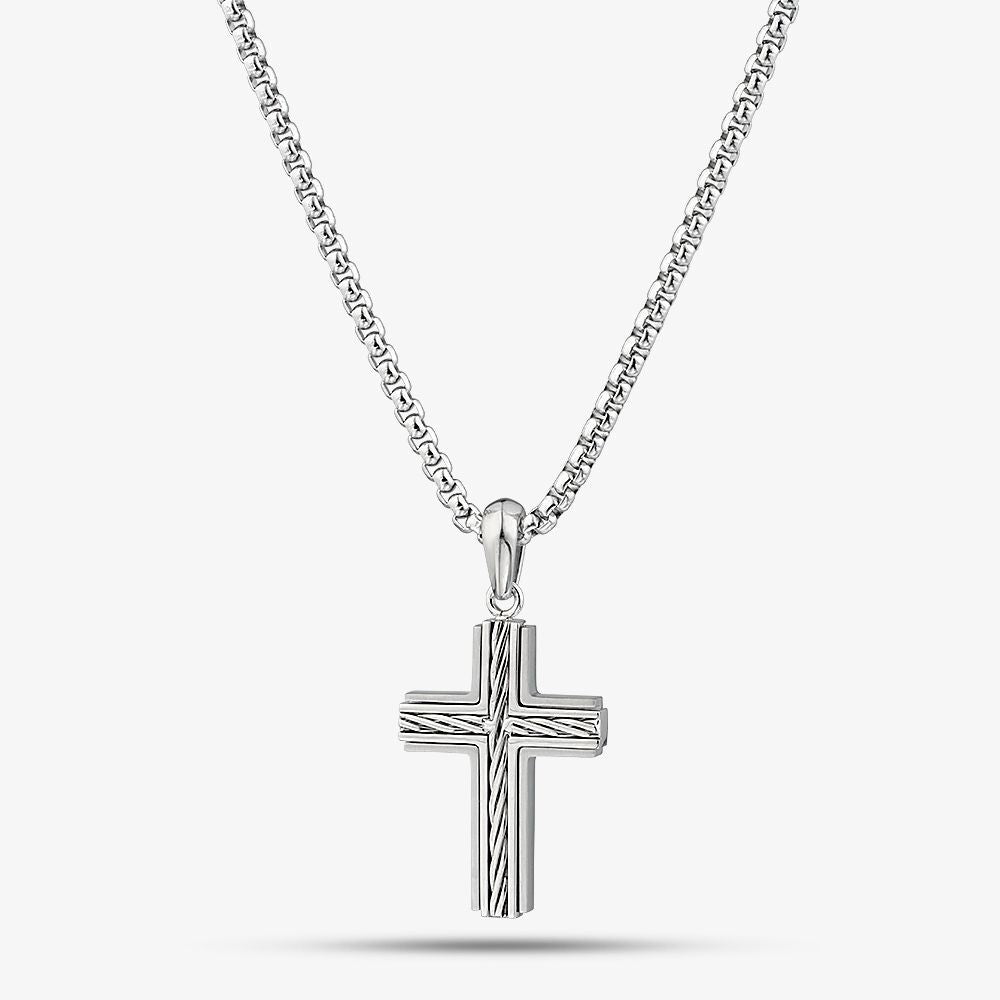 Stainless Steel Pendant Matte and Polished with Steel Wire - 50cm
