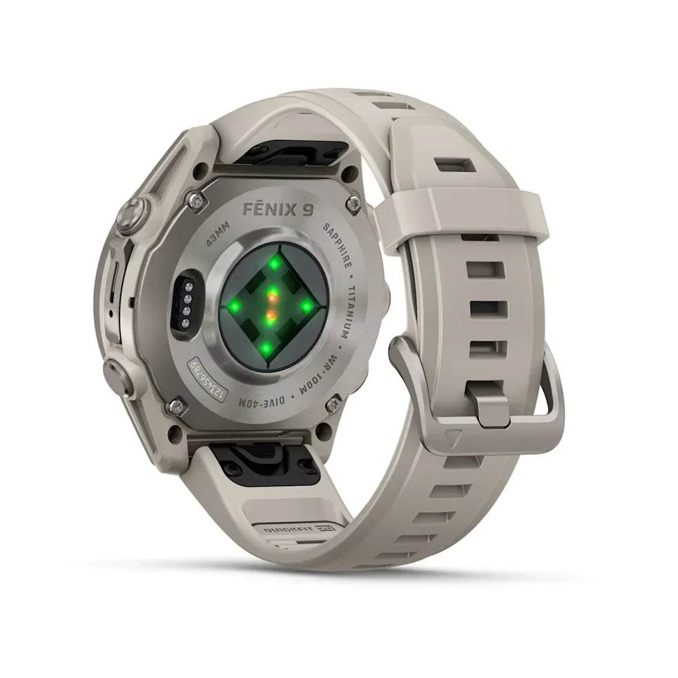 Garmin Fenix 9 43mm AMOLED Titanium with Fog Grey Silicone Band