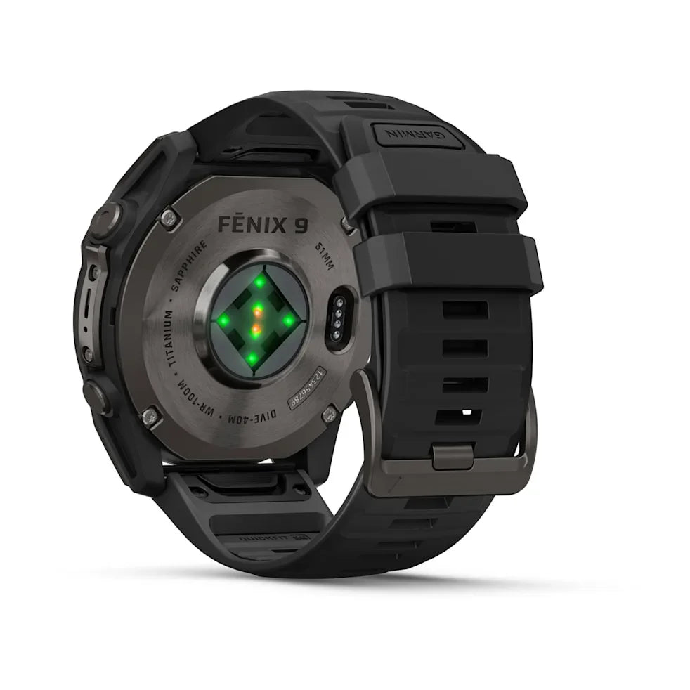 Garmin Fenix 9 51mm AMOLED Carbon Grey DLC Titanium with Black Silicone Band