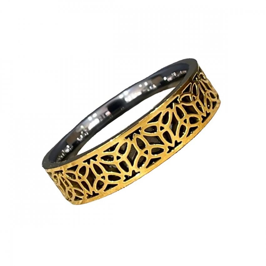 Gents Tungsten Carbide Yellow IP Plated Band Ring - Size 60