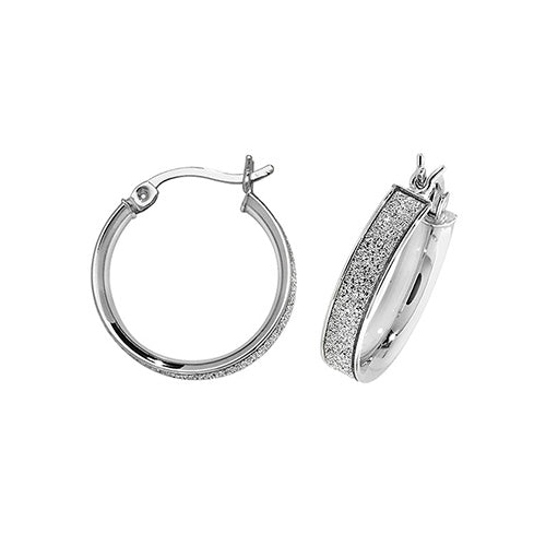 SILVER 15MM MOONDUST HOOP EARRINGS