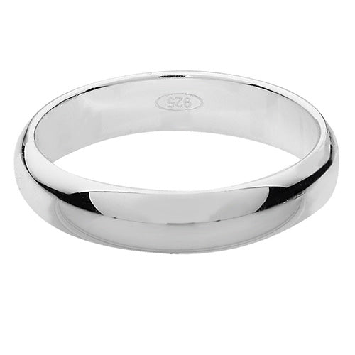 Silver Wedding Ring 4mm - Size S