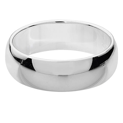 Silver Wedding Ring 6mm - Size R