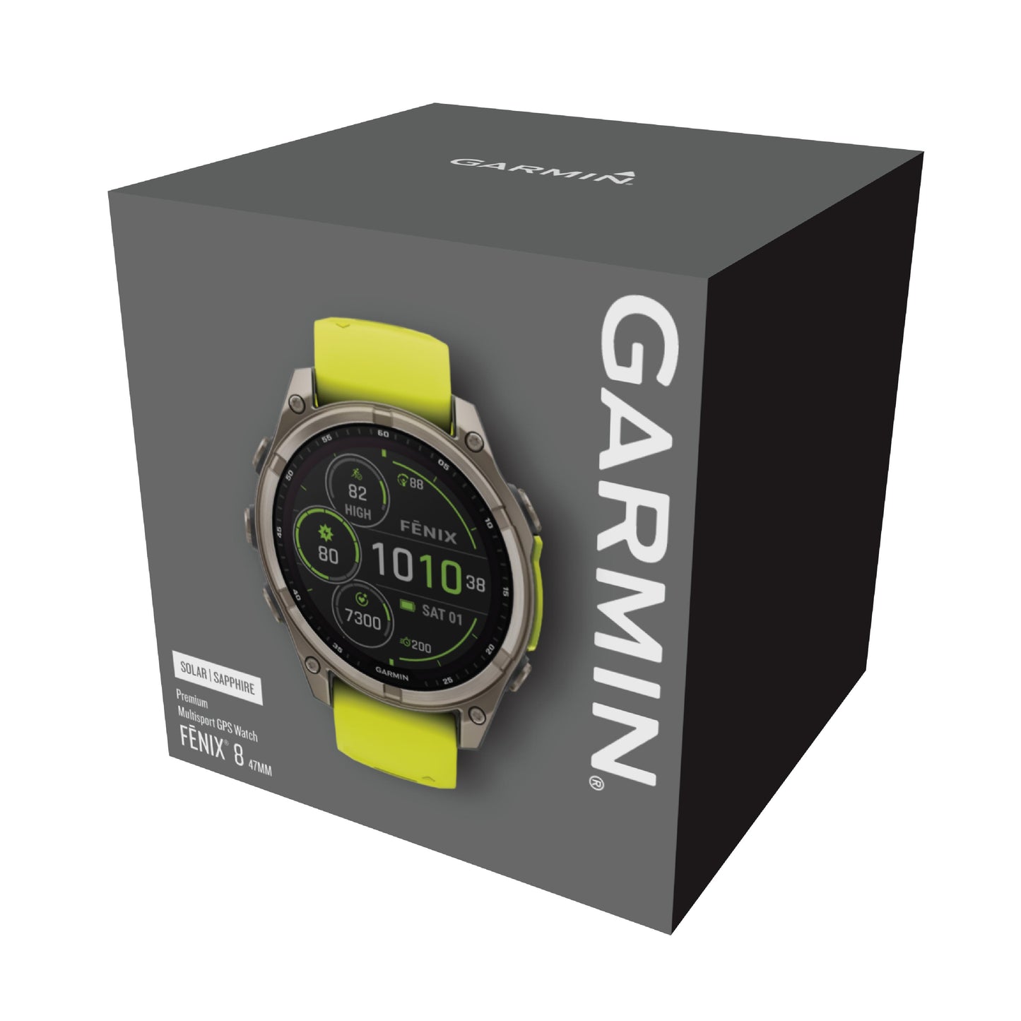Garmin Fenix 8 47mm Solar Sapphire Titanium Amp Yellow Silicone Band