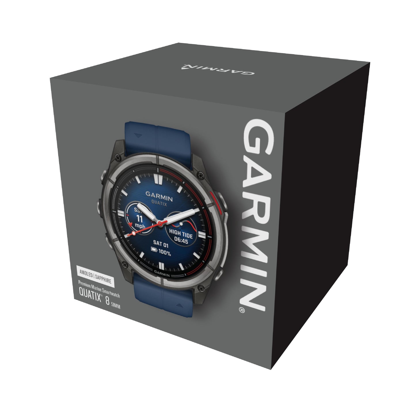 Garmin Quatix 8 51mm AMOLED Sapphire Titanium Blue Silicone Band