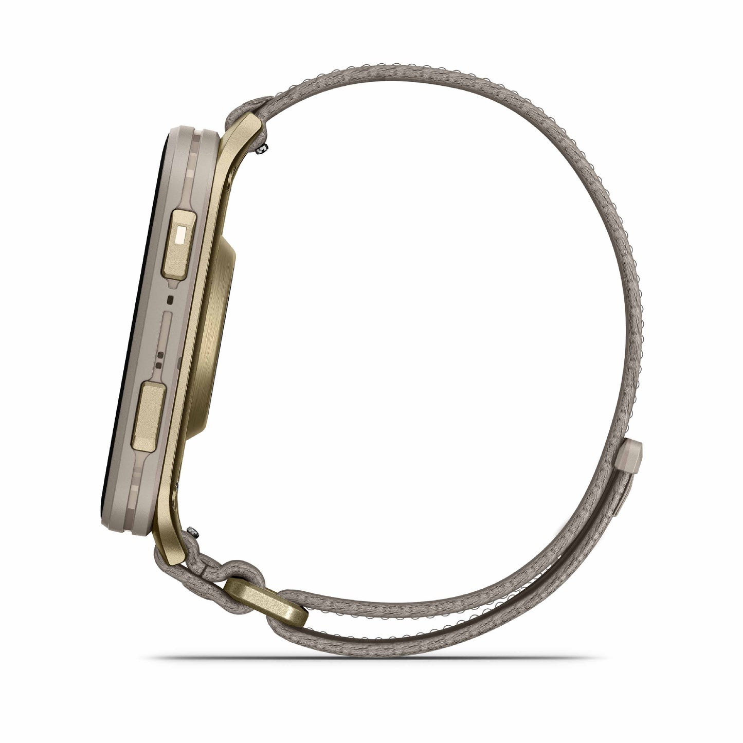Garmin Venu X1 Soft Gold with Titanium Caseback and French Grey Nylon Band