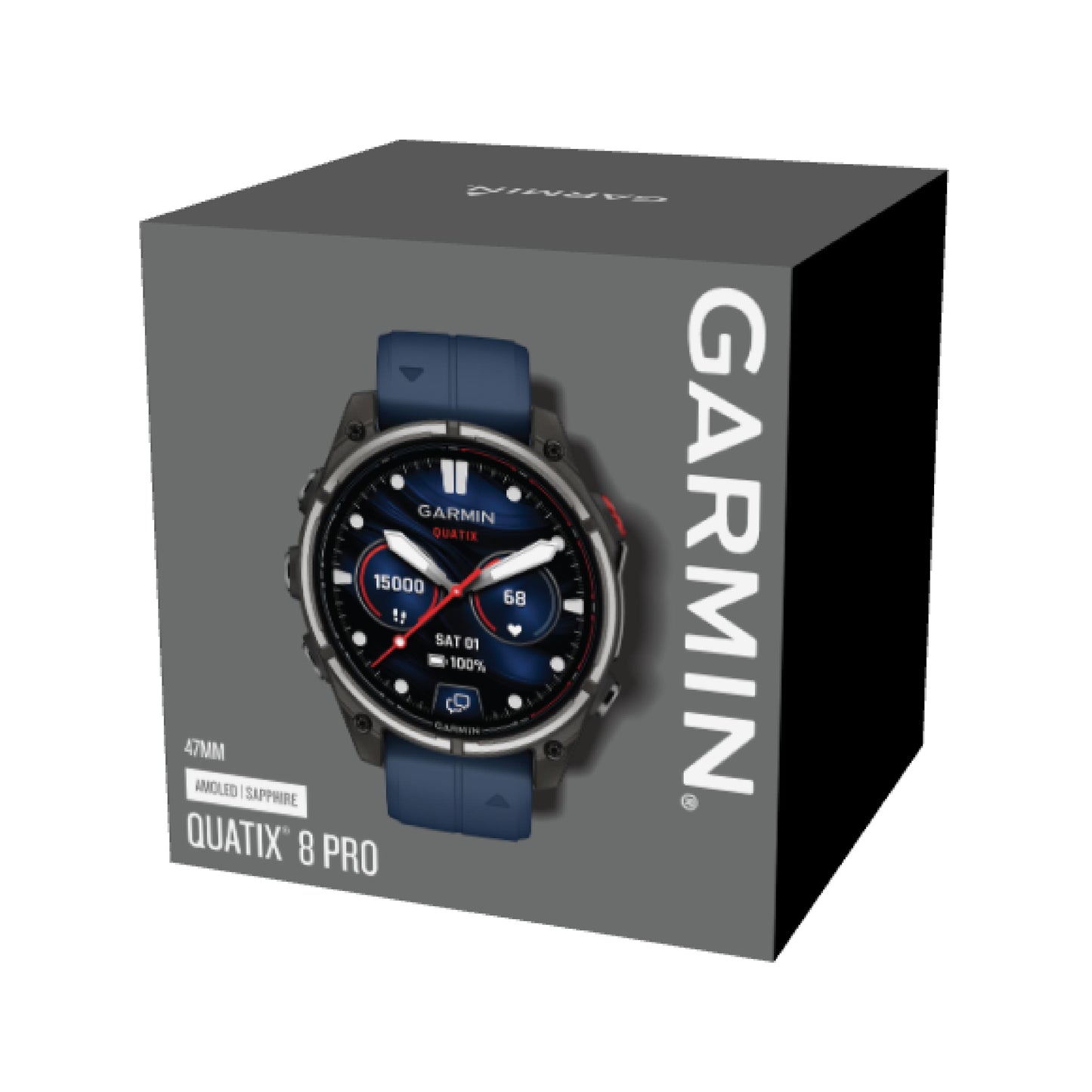 Garmin Quatix 8 Pro 47mm AMOLED Sapphire Titanium Blue Silicone Band