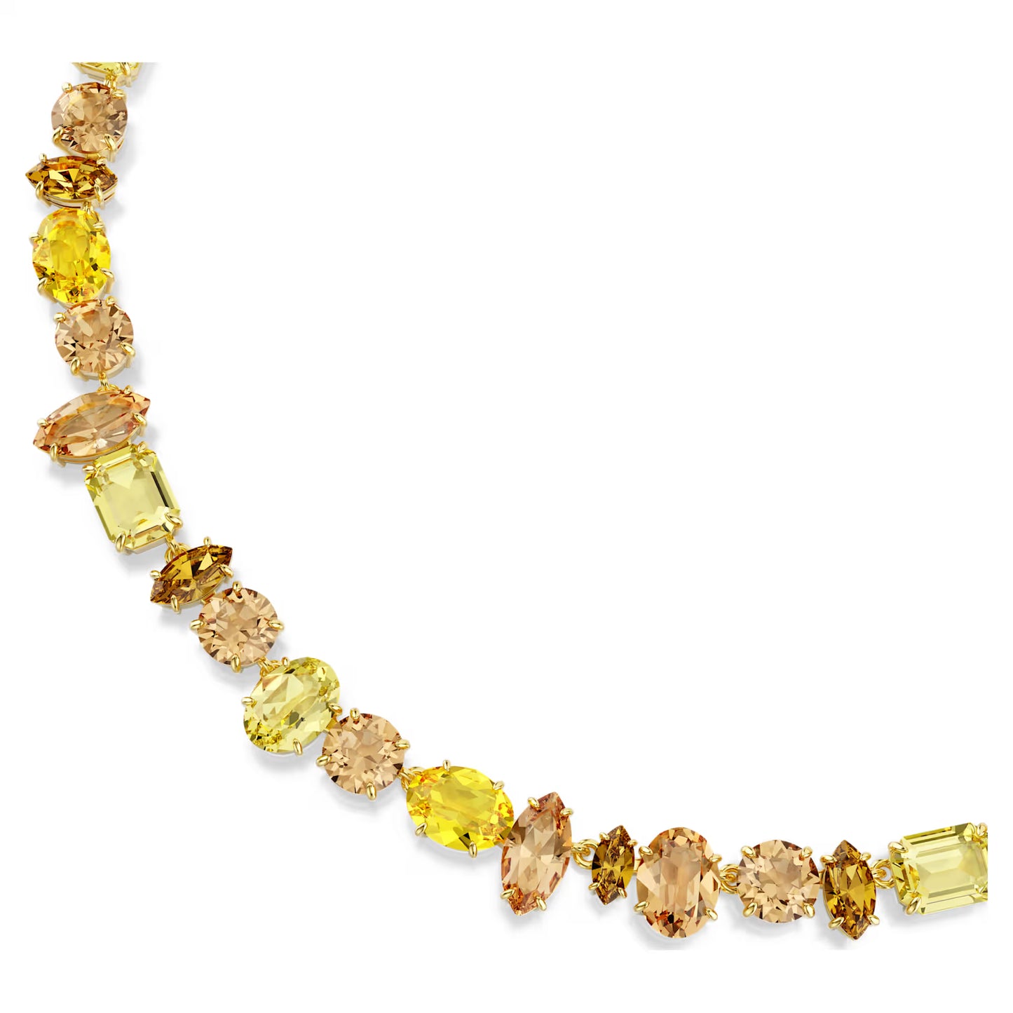 Gema necklace Mixed cuts, Yellow, Gold-tone plated