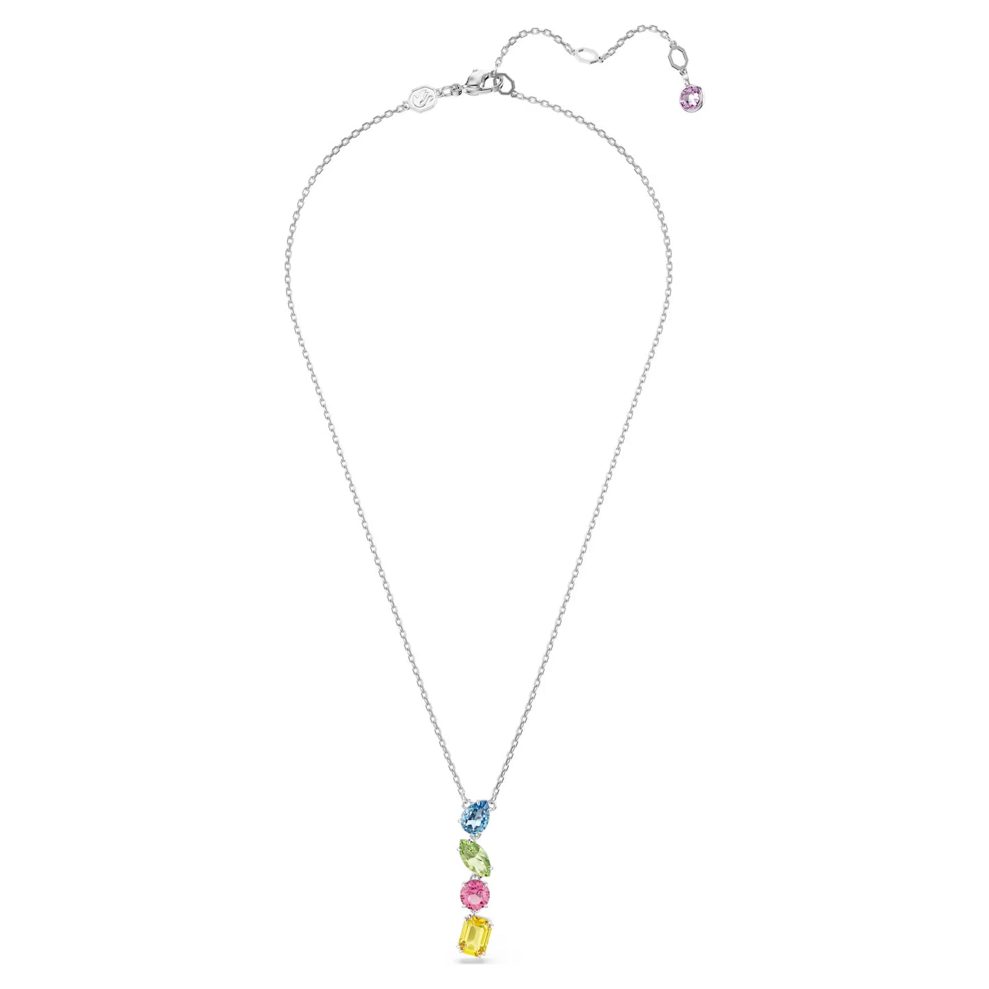 Gema Y pendant, Mixed cuts, Multicolored, Rhodium