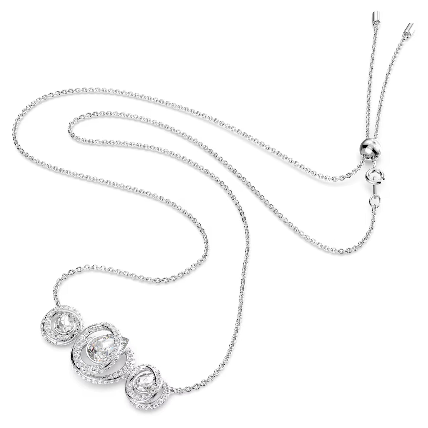 Generation necklace, White, Rhodium plated
